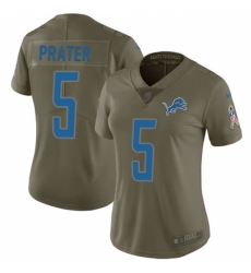 Women's Nike Detroit Lions #5 Matt Prater Limited Olive 2017 Salute to Service NFL Jersey