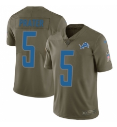 Youth Nike Detroit Lions #5 Matt Prater Limited Olive 2017 Salute to Service NFL Jersey