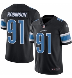 Men's Nike Detroit Lions #91 A'Shawn Robinson Elite Black Rush Vapor Untouchable NFL Jersey