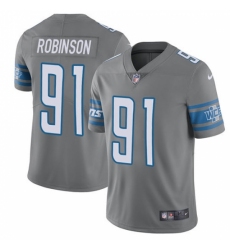 Men's Nike Detroit Lions #91 A'Shawn Robinson Elite Steel Rush Vapor Untouchable NFL Jersey