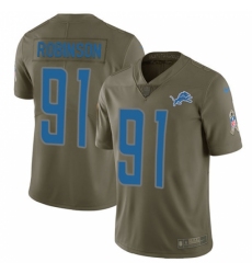 Men's Nike Detroit Lions #91 A'Shawn Robinson Limited Olive 2017 Salute to Service NFL Jersey