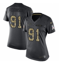 Women's Nike Detroit Lions #91 A'Shawn Robinson Limited Black 2016 Salute to Service NFL Jersey