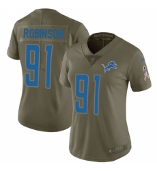 Women's Nike Detroit Lions #91 A'Shawn Robinson Limited Olive 2017 Salute to Service NFL Jersey