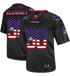 Men's Nike Houston Texans #90 Jadeveon Clowney Elite Black USA Flag Fashion NFL Jersey