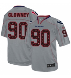 Men's Nike Houston Texans #90 Jadeveon Clowney Elite New Lights Out Grey NFL Jersey