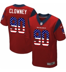 Men's Nike Houston Texans #90 Jadeveon Clowney Elite Red Alternate USA Flag Fashion NFL Jersey