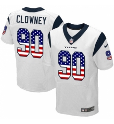 Men's Nike Houston Texans #90 Jadeveon Clowney Elite White Road USA Flag Fashion NFL Jersey