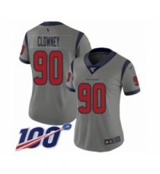 Women's Houston Texans #90 Jadeveon Clowney Limited Gray Inverted Legend 100th Season Football Jersey
