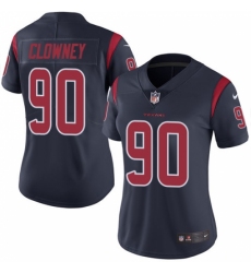 Women's Nike Houston Texans #90 Jadeveon Clowney Elite Navy Blue Rush Vapor Untouchable NFL Jersey