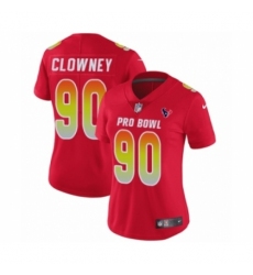 Women's Nike Houston Texans #90 Jadeveon Clowney Limited Red AFC 2019 Pro Bowl NFL Jersey