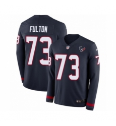 Men's Nike Houston Texans #73 Zach Fulton Limited Navy Blue Therma Long Sleeve NFL Jersey