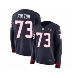 Women's Nike Houston Texans #73 Zach Fulton Limited Navy Blue Therma Long Sleeve NFL Jersey