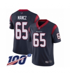Men's Houston Texans #65 Greg Mancz Navy Blue Team Color Vapor Untouchable Limited Player 100th Season Football Jersey