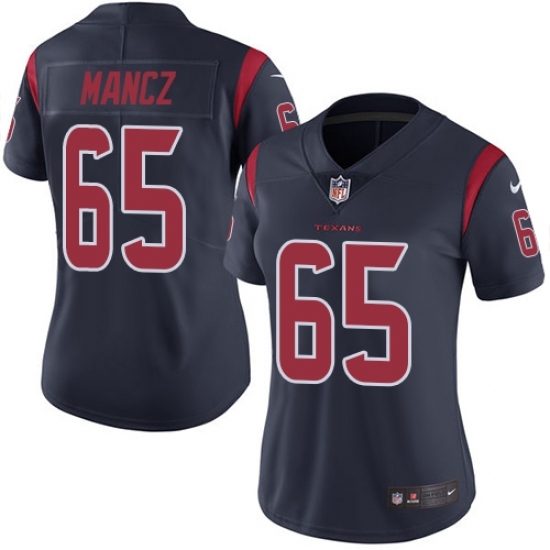 Women's Nike Houston Texans #65 Greg Mancz Limited Navy Blue Rush Vapor Untouchable NFL Jersey Women's Nike Houston Texans #65 Greg Mancz Limited Navy Blue Rush Vapor Untouchable NFL Jersey