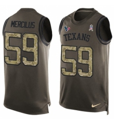 Men's Nike Houston Texans #59 Whitney Mercilus Limited Green Salute to Service Tank Top NFL Jersey