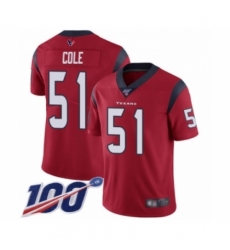 Men's Houston Texans #51 Dylan Cole Red Alternate Vapor Untouchable Limited Player 100th Season Football Jersey