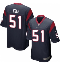 Men's Nike Houston Texans #51 Dylan Cole Game Navy Blue Team Color NFL Jersey