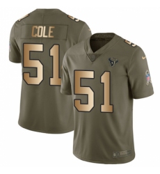 Men's Nike Houston Texans #51 Dylan Cole Limited Olive Gold 2017 Salute to Service NFL Jersey