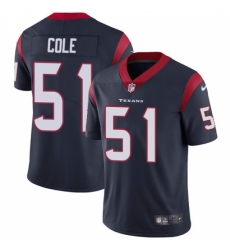 Men's Nike Houston Texans #51 Dylan Cole Navy Blue Team Color Vapor Untouchable Limited Player NFL Jersey