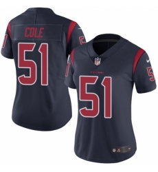 Women's Nike Houston Texans #51 Dylan Cole Limited Navy Blue Rush Vapor Untouchable NFL Jersey