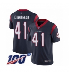 Men's Houston Texans #41 Zach Cunningham Navy Blue Team Color Vapor Untouchable Limited Player 100th Season Football Jersey