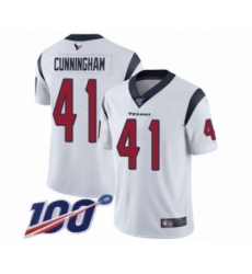 Men's Houston Texans #41 Zach Cunningham White Vapor Untouchable Limited Player 100th Season Football Jersey