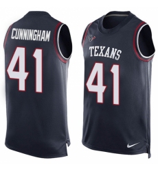 Men's Nike Houston Texans #41 Zach Cunningham Limited Navy Blue Player Name & Number Tank Top NFL Jersey