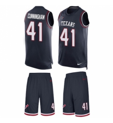 Men's Nike Houston Texans #41 Zach Cunningham Limited Navy Blue Tank Top Suit NFL Jersey