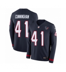Men's Nike Houston Texans #41 Zach Cunningham Limited Navy Blue Therma Long Sleeve NFL Jersey