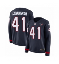 Women's Nike Houston Texans #41 Zach Cunningham Limited Navy Blue Therma Long Sleeve NFL Jersey