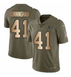Youth Nike Houston Texans #41 Zach Cunningham Limited Olive/Gold 2017 Salute to Service NFL Jersey