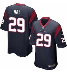 Men's Nike Houston Texans #29 Andre Hal Game Navy Blue Team Color NFL Jersey