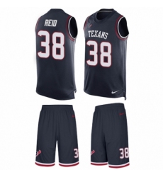 Men's Nike Houston Texans #38 Justin Reid Limited Navy Blue Tank Top Suit NFL Jersey