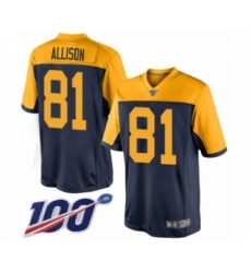 Men's Green Bay Packers #81 Geronimo Allison Limited Navy Blue Alternate 100th Season Football Jersey