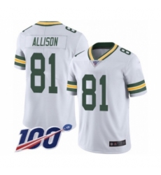 Men's Green Bay Packers #81 Geronimo Allison White Vapor Untouchable Limited Player 100th Season Football Jersey