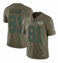 Men's Nike Green Bay Packers #81 Geronimo Allison Limited Olive 2017 Salute to Service NFL Jersey