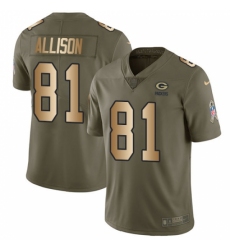 Men's Nike Green Bay Packers #81 Geronimo Allison Limited Olive/Gold 2017 Salute to Service NFL Jersey
