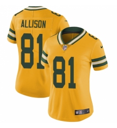 Women's Nike Green Bay Packers #81 Geronimo Allison Limited Gold Rush Vapor Untouchable NFL Jersey