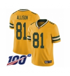 Youth Green Bay Packers #81 Geronimo Allison Limited Gold Rush Vapor Untouchable 100th Season Football Jersey