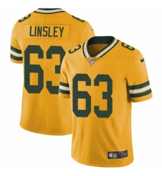 Men's Nike Green Bay Packers #63 Corey Linsley Limited Gold Rush Vapor Untouchable NFL Jersey