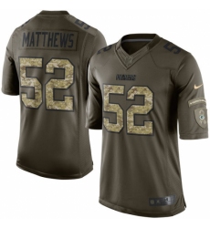 Men's Nike Green Bay Packers #52 Clay Matthews Elite Green Salute to Service NFL Jersey