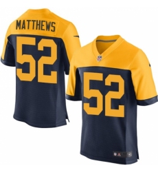 Men's Nike Green Bay Packers #52 Clay Matthews Elite Navy Blue Alternate NFL Jersey