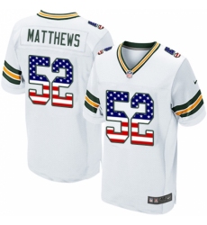 Men's Nike Green Bay Packers #52 Clay Matthews Elite White Road USA Flag Fashion NFL Jersey