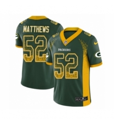 Men's Nike Green Bay Packers #52 Clay Matthews Limited Green Rush Drift Fashion NFL Jersey