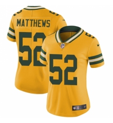 Women's Nike Green Bay Packers #52 Clay Matthews Limited Gold Rush Vapor Untouchable NFL Jersey