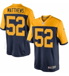 Youth Nike Green Bay Packers #52 Clay Matthews Limited Navy Blue Alternate NFL Jersey