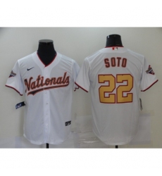 Men's Nike Washington Nationals #22 Juan Soto White Gold Home Stitched Baseball Jersey