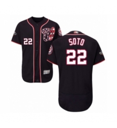 Men's Washington Nationals #22 Juan Soto Navy Blue Alternate Flex Base Authentic Collection 2019 World Series Bound Baseball Jersey