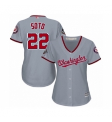 Women's Washington Nationals #22 Juan Soto Authentic Grey Road Cool Base 2019 World Series Champions Baseball Jersey