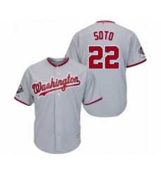 Youth Washington Nationals #22 Juan Soto Authentic Grey Road Cool Base 2019 World Series Champions Baseball Jersey